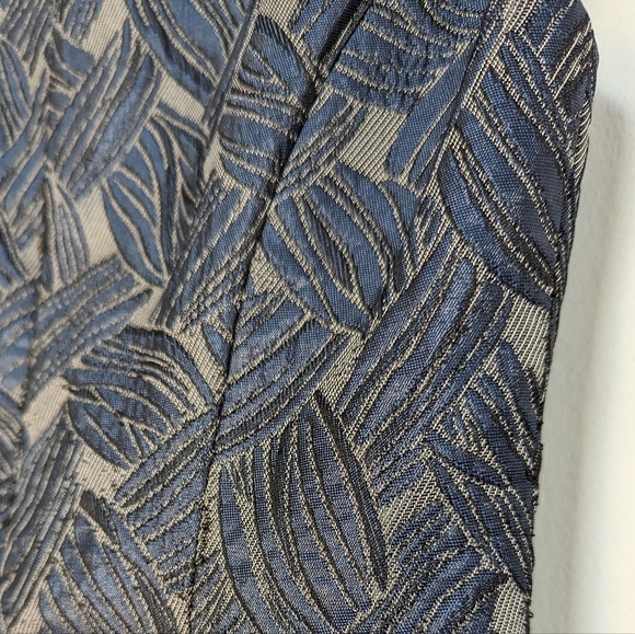 Halston Gray Blue Metallic Tailored Sleeveless Fit Flare Mini Dress V Neck- sz 0 - Picture 5 of 10